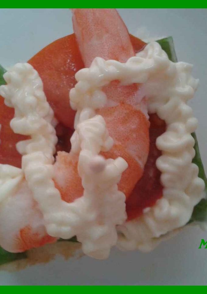 Una foto de Canapé de langostinos