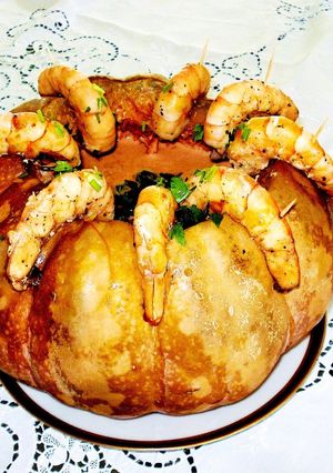 Una foto de Calabaza rellena de camarones