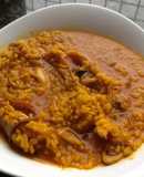Arroz meloso de galeras y pulpo