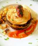Tartar de Morcilla, manzana caramelizada y patatas