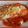 Bacalao fresco con tomate y gratinado con langostinos