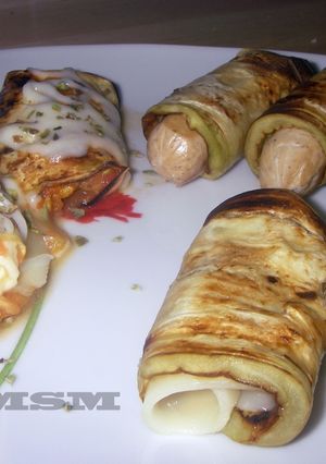 Una foto de Rollitos de berenjena con queso/tofu/tomate