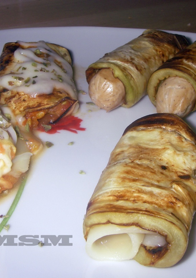 Una foto de Rollitos de berenjena con queso/tofu/tomate