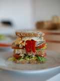 Sandwich with Turkey Leftovers, Red Onion, and Cheese