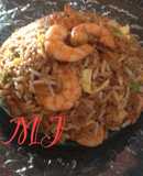 Arroz frito con gamba
