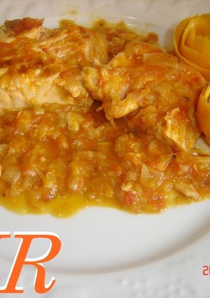Una foto de Salmón a la naranja