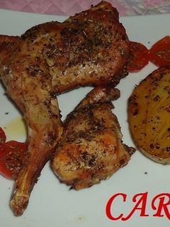Una foto de Conejo y patatas al horno (dieta)