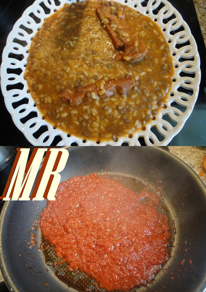 Una foto de Sofrito para las lentejas con arroz