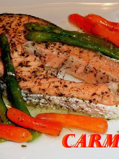 Una foto de Salmón a la papillote