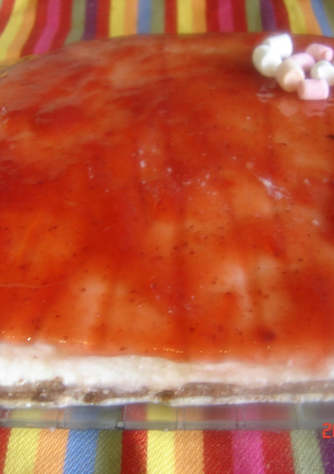 Una foto de Tarta de queso fresco y mermelada de Montse