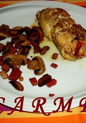 Una foto de Rollitos de muslo de pollo rellenos y asados al horno