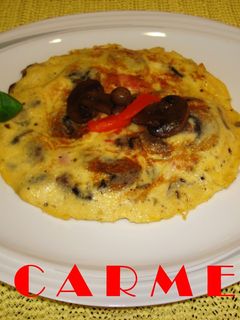 Una foto de Tortilla de champiñones y pimiento asado