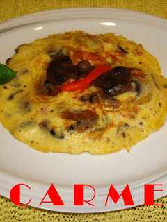 Una foto de Tortilla de champiñones y pimiento asado