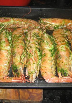 Una foto de Gambas al horno con Ajilimoji 