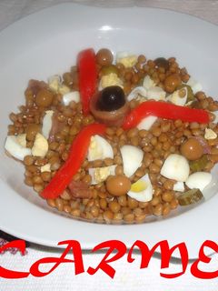 Una foto de Ensalada de lentejas frias