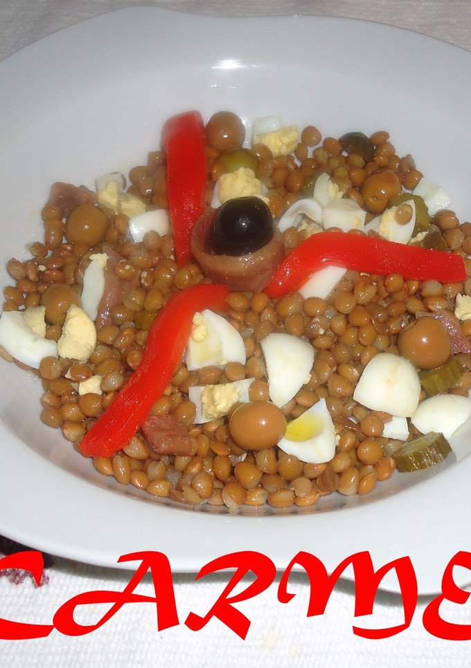 Una foto de Ensalada de lentejas frias