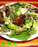 Ensalada fresca con setas salteadas y aliñadas con vinagre de Módena