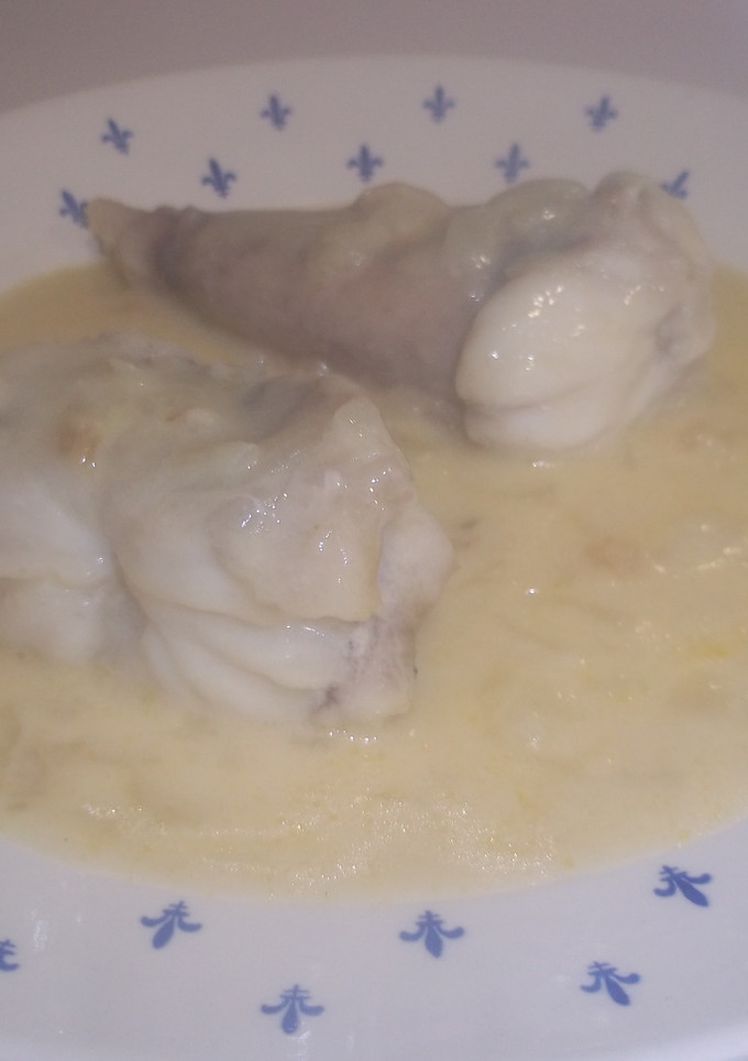 Una foto de Rape con caldo de pescado y leche
