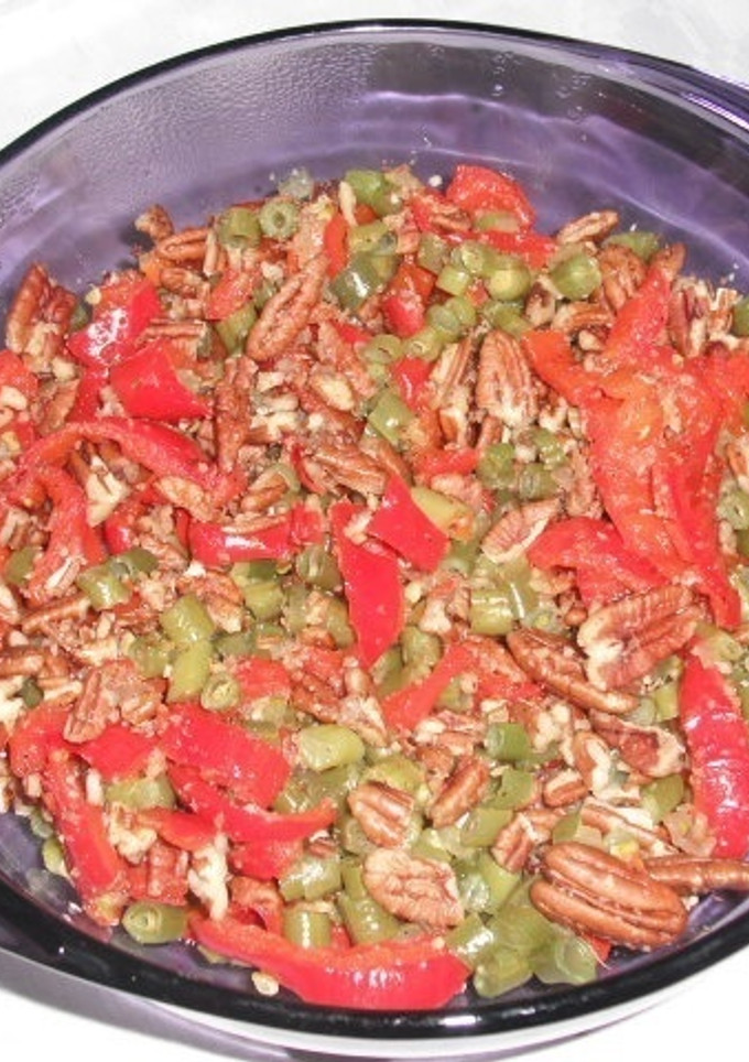 Una foto de Ensalada de ejotes y pimiento rojo