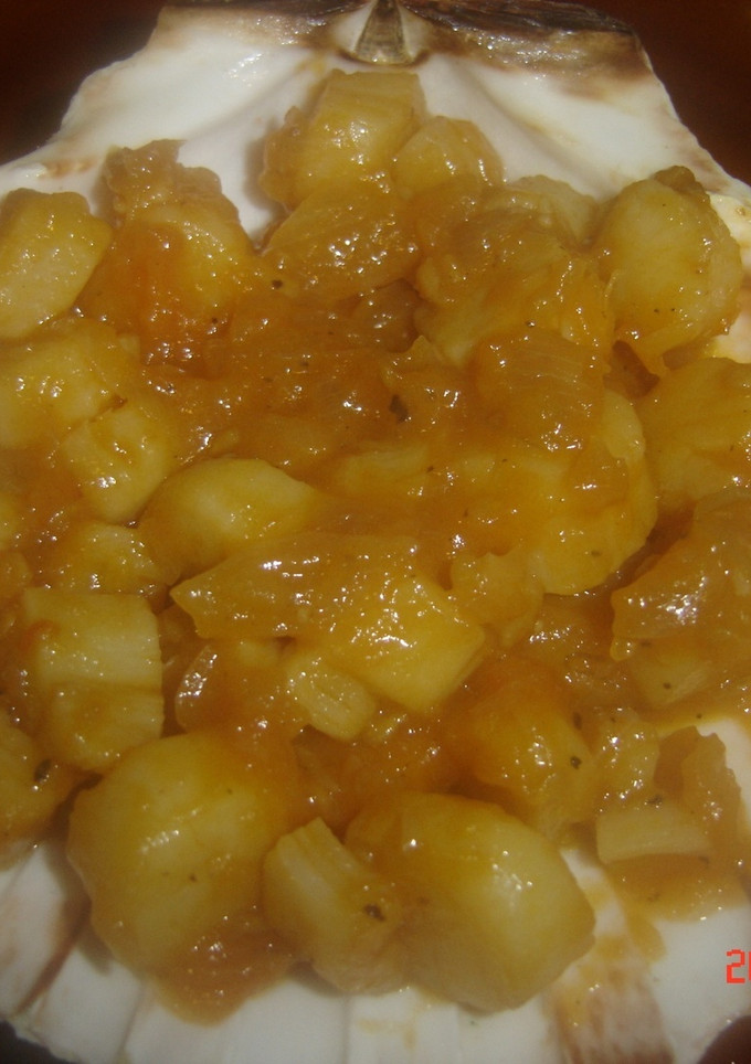 Una foto de Zamburiñas o vieiras en salsa gratinadas al horno