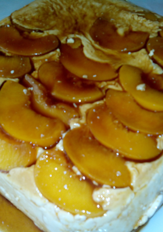 Una foto de Tarta flan de melocotón