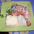 Pollo al horno con salsa de verdeo y puré de papas