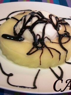 Una foto de Melón tres delicias con helado