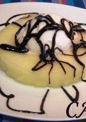 Una foto de Melón tres delicias con helado
