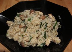Una foto de Risotto de champiñones y espinacas