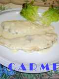 Filetes de lenguado con crema de roquefort