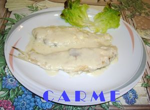 Una foto de Filetes de lenguado con crema de roquefort