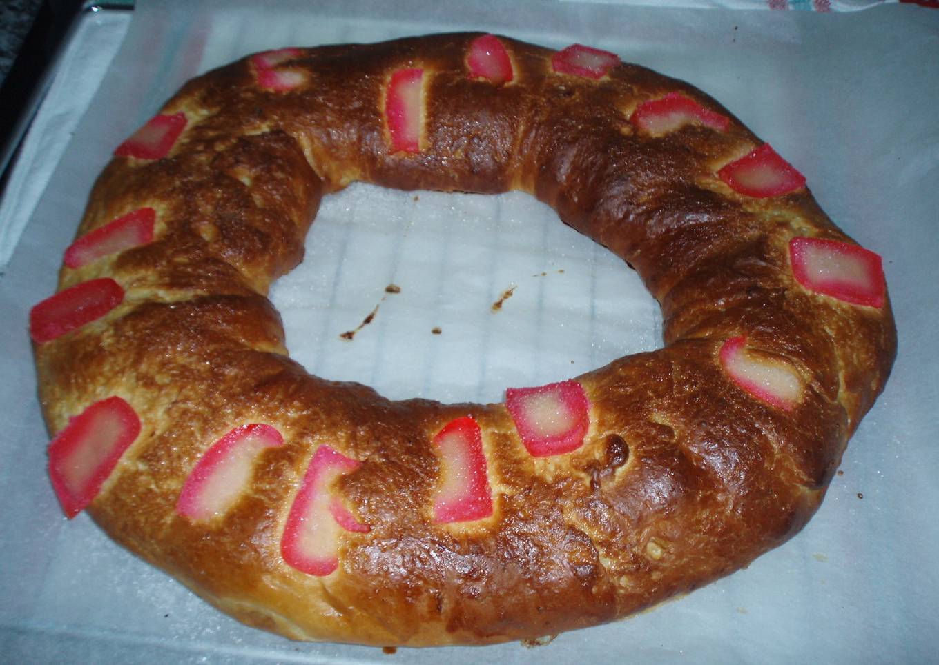 Roscón de reyes con fruta escarchada (Thermomix 31)