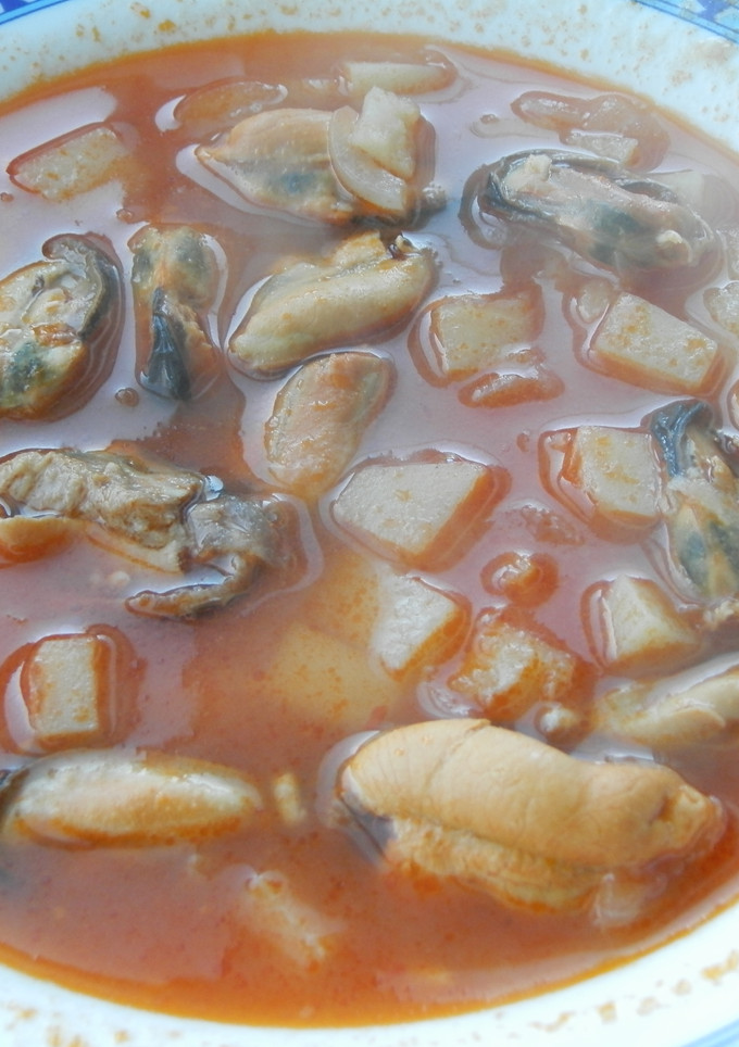 Una foto de Sopa de mejillones