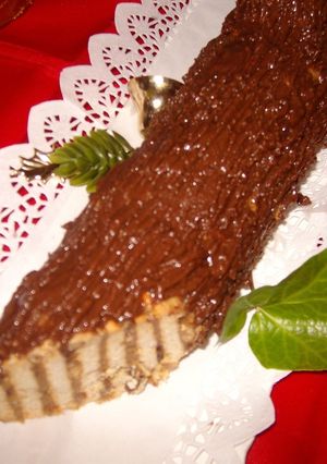Una foto de Tronco navideño de chocolate