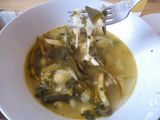 Sopa de chile poblano y queso Oaxaca