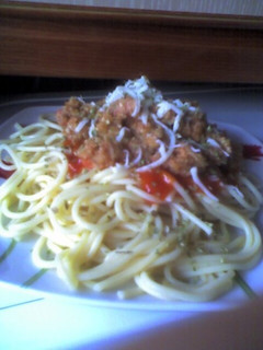Una foto de Spaguettis boloñesa vegetarianos