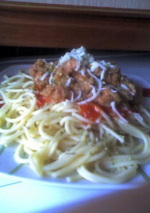 Una foto de Spaguettis boloñesa vegetarianos