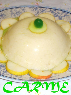 Una foto de Flan de peras