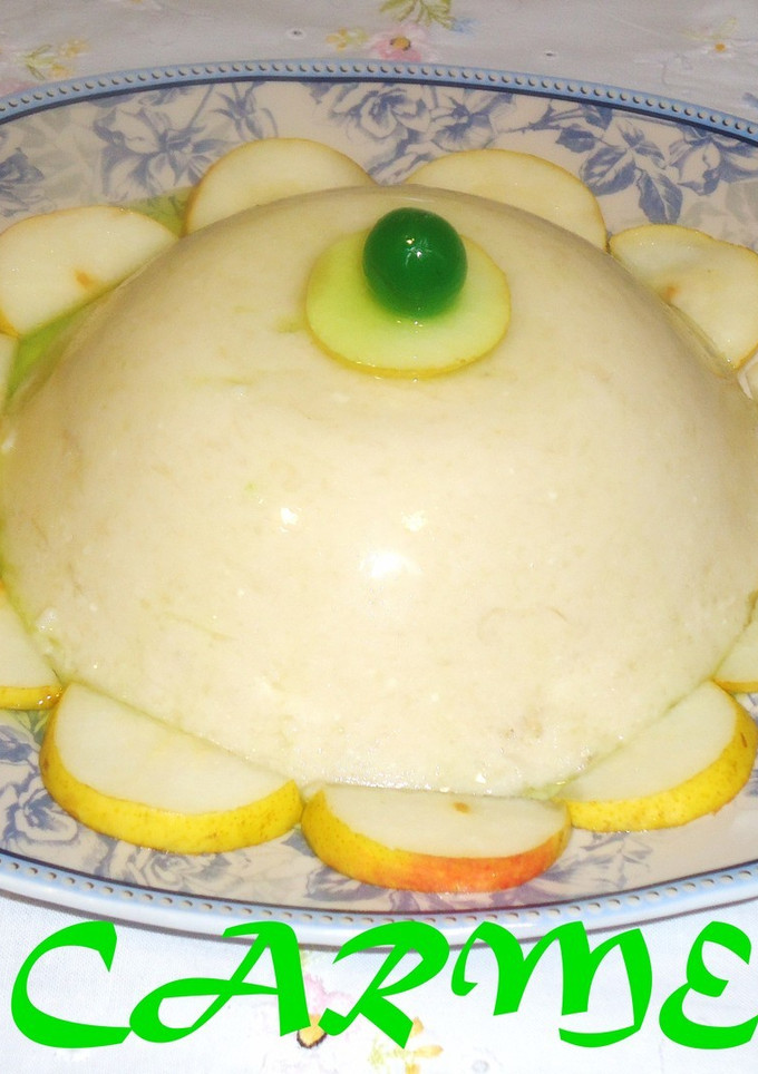 Una foto de Flan de peras