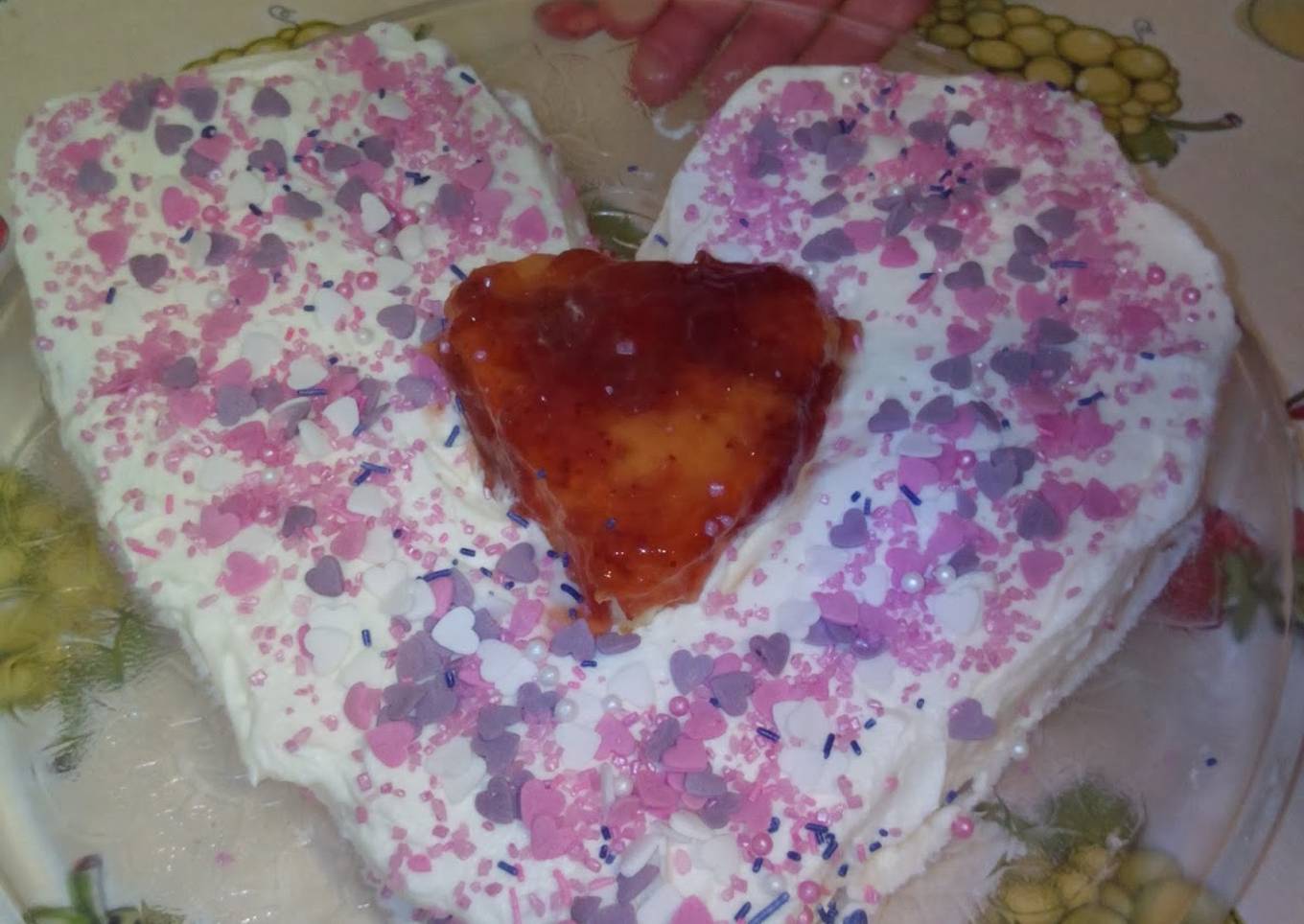 Tarta corazón improvisada para San Valentín