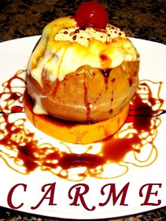 Una foto de Manzanas rellenas de crema catalana