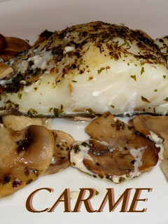 Una foto de Bacalao y champiñones en papillotte