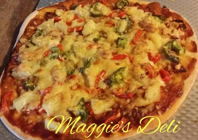 Pizza Hawaiana con salsa BBQ Receta de Maggie- Cookpad