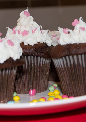 Una foto de Cupcakes de chocolate para San Valentín