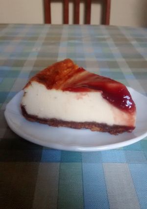 Una foto de Tarta de queso y frambuesa