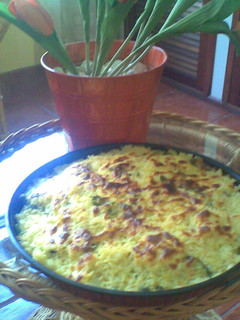 Una foto de Pastel de arroz gratinado con palmito y papa