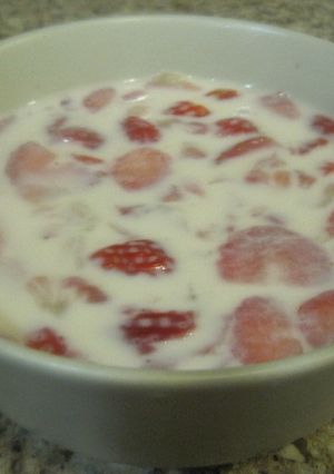 Una foto de Fresas con leche