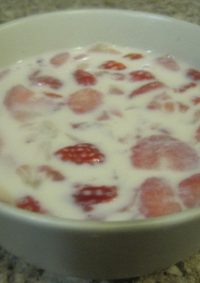 Una foto de Fresas con leche
