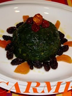 Una foto de Flan de espinacas y frutas secas (dieta)