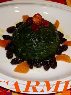 Una foto de Flan de espinacas y frutas secas (dieta)